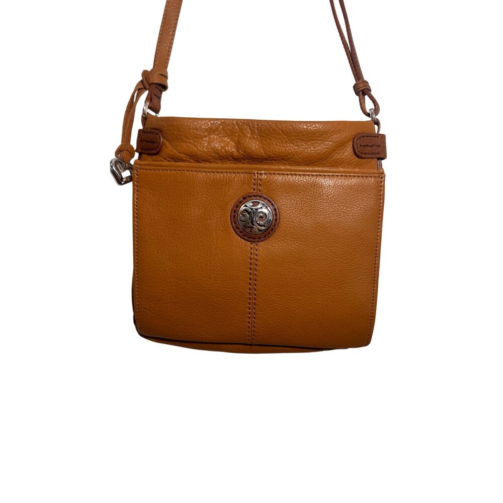 Brighton Brown Crossbody Bag Heart Charm Zip Closure Silver Hardware Small